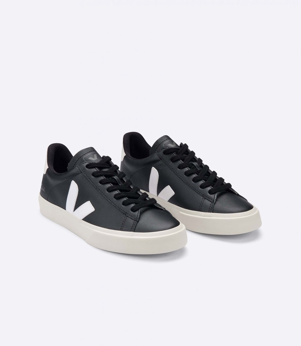 Veja Trainers Mens Black/White - Campo Chromefree - YLRC-53716